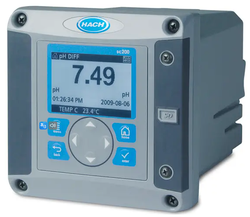 SC 200 Ultra Pure Water Controller: 24 VDC with one Polymetron pH/ORP sensor input and two 4-20 mA outputs